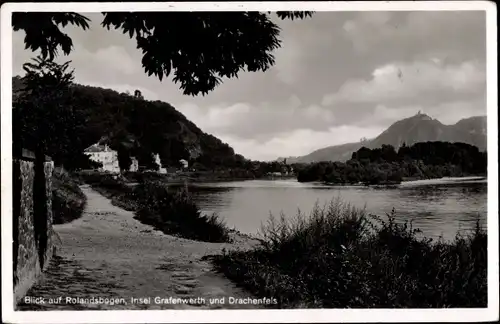 Ak Rolandseck Remagen am Rhein, Rolandsbogen, Insel Grafenwerth, Drachenfels