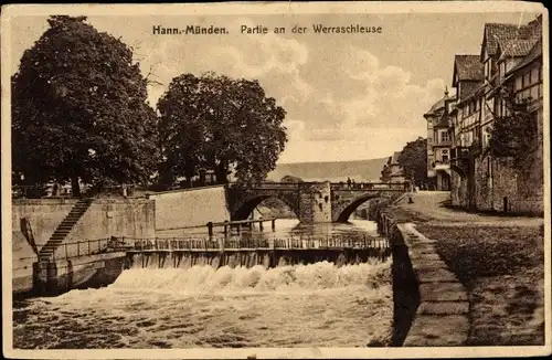 Ak Hann. Münden in Niedersachsen, an der Werraschleuse