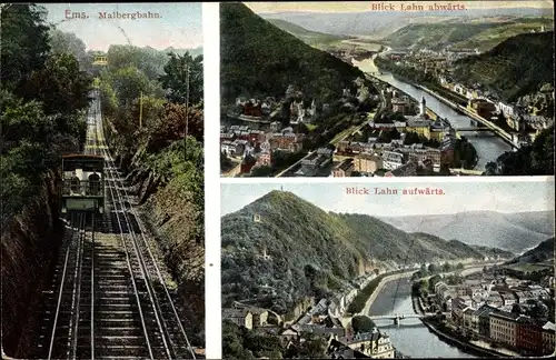 Ak Bad Ems an der Lahn, Malbergbahn, Panorama