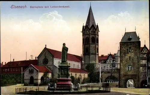 Ak Eisenach in Thüringen, Karlsplatz, Lutherdenkmal