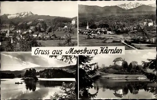 Ak Moosburg Kärnten, See, Panorama, Berge