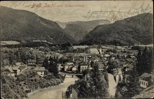 Ak Bad Ischl in Oberösterreich, Gesamtansicht, Kalvarienberg