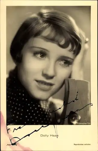 Ak Schauspielerin Dolly Haas, Portrait, Autogramm