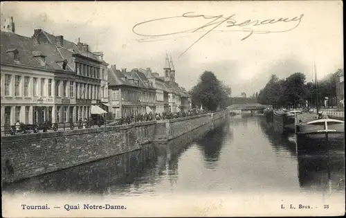 Ak Tournai Wallonien Hennegau, Quai Notre Dame