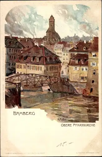 Künstler Litho Mutter, K., Bamberg an der Regnitz Oberfranken, obere Pfarrkirche