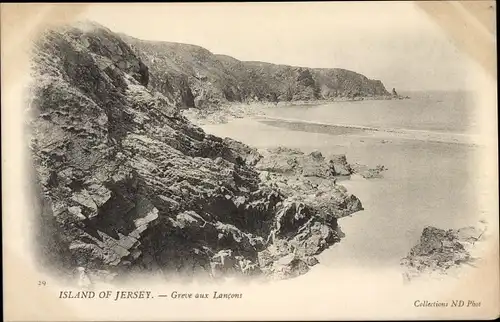 Ak Kanalinsel Jersey, Lanzenschlag, Felsen, Ufer, Abhang