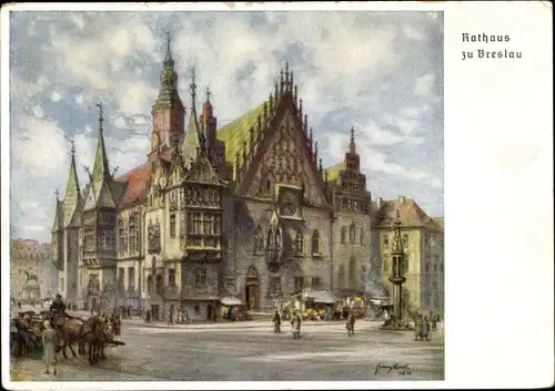 Ak Wrocław Breslau Schlesien, Rathaus, 12. Deutsches Sängerbundesfest 1937, 75 Jahrfeier DSB