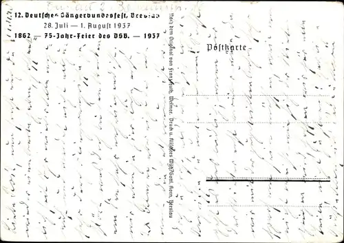 Ak Wrocław Breslau Schlesien, Rathaus, 12. Deutsches Sängerbundesfest 1937, 75 Jahrfeier DSB