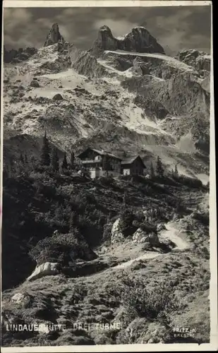 Ak Tschagguns in Vorarlberg, Lindauer Hütte, Drei Türme