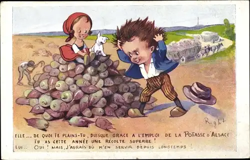 Künstler Ak Right, Rübenernte, Elsass, Kalidünger