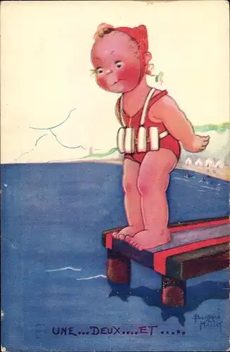 Künstler Ak Mallet, Beatrice, Mädchen vor dem Sprung ins Wasser