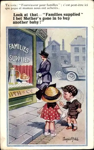 Künstler Ak McGill, Donald, Kinder vor einem Geschäft