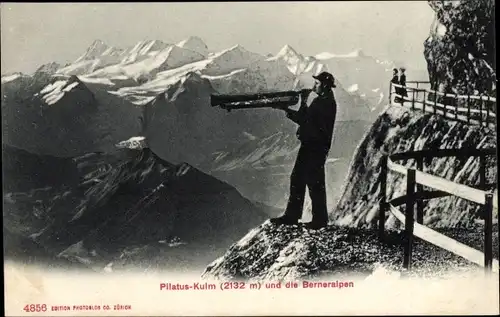 Ak Kanton Luzern Schweiz, Pilatus-Kulm, Berneralpen