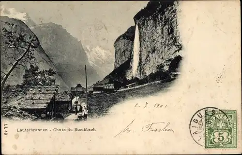 Ak Lauterbrunnen Kanton Bern, Chute du Staubbach