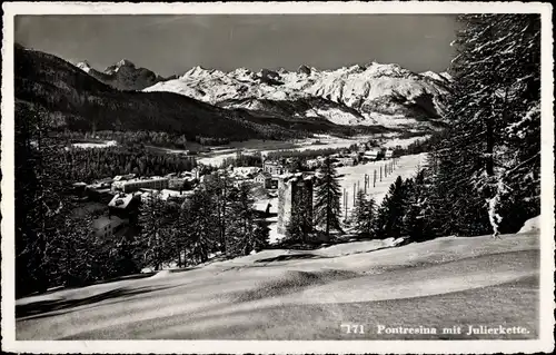 Ak Pontresina Kanton Graubünden Schweiz, Panorama mit Julierkette