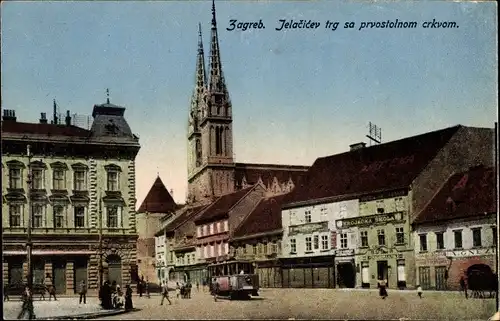 Ak Zagreb Kroatien, Jrlacicev trg sa prvostolnom crkvom