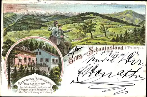 Litho Freiburg im Breisgau, Schauinsland, Panorama, Gasthaus zur Friedrichshöhe