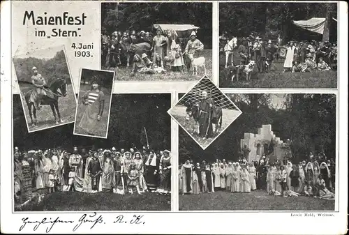 Ak Weimar in Thüringen, Maienfest im Stern, 4. Juni 1903, historische Kostüme