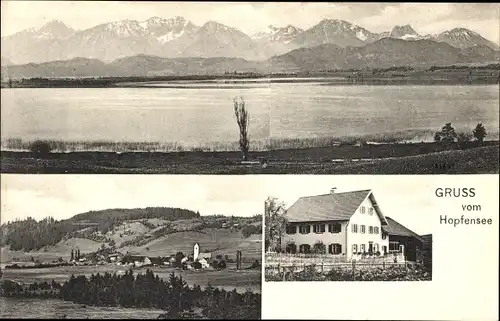 Ak Hopfen am See Füssen im Ostallgäu, Hopfensee, Gebirgspanorama, Gesamtansicht