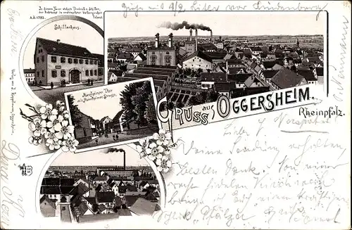 Litho Oggersheim Ludwigshafen am Rhein, Gesamtansicht, Schillerhaus, Mannheimer Tor