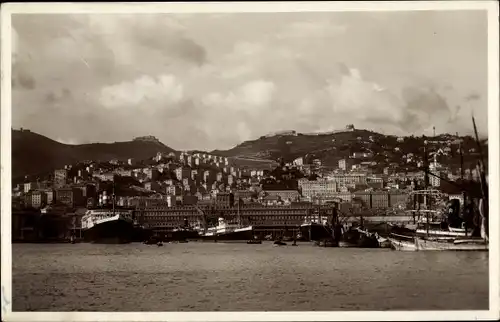 Ak Genova Genua Liguria, Panorama visto dal Porto