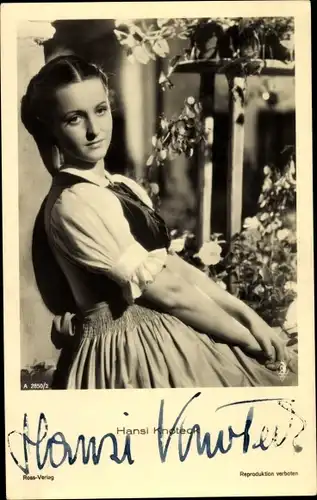 Ak Schauspielerin Hansi Knoteck, Portrait, Ross 2850/2, Autogramm