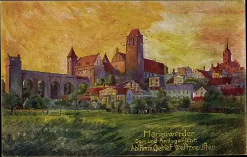 Künstler Ak Kwidzyn Marienwerder Westpreußen, Dom und Amtsgericht