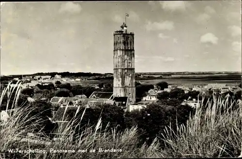 Ak West Terschelling Friesland Niederlande, Panorama, Brandaris