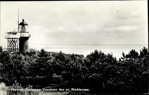 Ak Vlieland Friesland Niederlande, Panorama, Leuchtturm, Waddenzee
