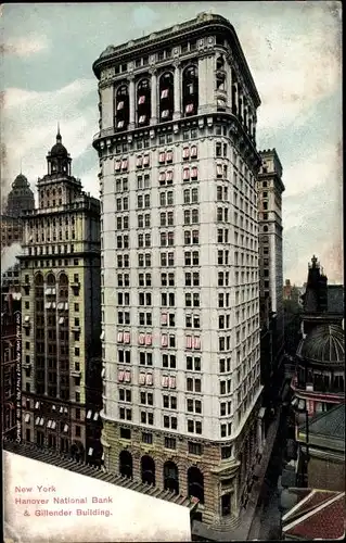 AK New York City USA, Hanover National Bank & Gillender Building, Wolkenkratzer
