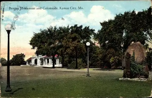 Ak Kansas City Missouri USA, Benton Monument, Kolonnade