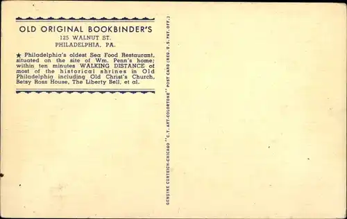 Ak Philadelphia Pennsylvania USA, Walnut Street, alte Original-Buchbinderei