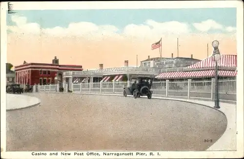 Ak Narragansett Pier Rhode Island, Casino, Neues Postamt