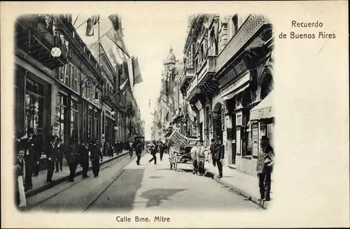 Ak Buenos Aires Argentinien, Calle Bme. Mitre, Straßenpartie
