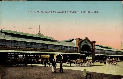 Ak Buenos Aires Argentinien, Mercado de Abasto Provedor, Markthalle, Kutschen