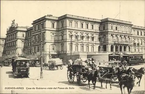 Ak Buenos Aires Argentinien, Casa de Gobierno vista del Paseo de Julio