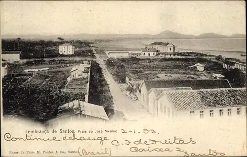 Ak Santos Brasilien, Blick auf den José Menino Strand