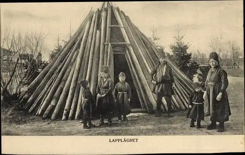 Ak Lapplägret, Lappländer in Trachten