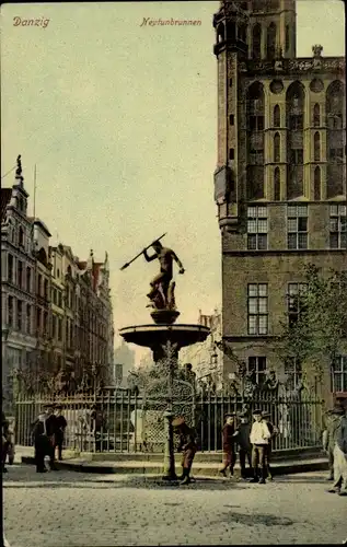 Ak Gdańsk Danzig, Neptunbrunnen