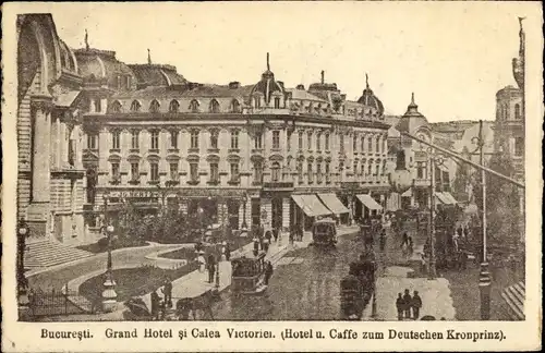 Ak București Bukarest Rumänien, Calea Victoriei, Grand Hotel, Hotel zum Deutschen Kronprinz