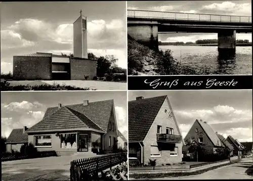 Ak Geeste Meepen Niedersachsen, Maria Konermann Lebensmittel, Brücke