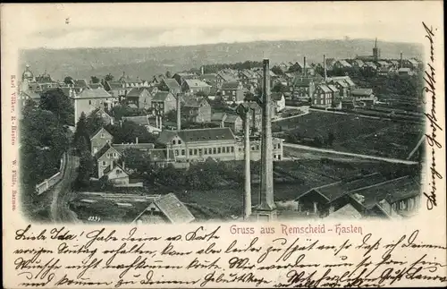 Ak Hasten Remscheid im Bergischen Land, Gesamtansicht, Fabrik