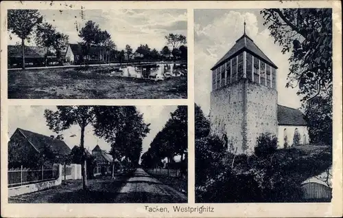 Ak Tacken Groß Pankow Prignitz, Kirche, Ortsansichten