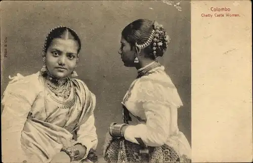Ak Colombo Ceylon Sri Lanka, Frauen der Chetty-Kaste
