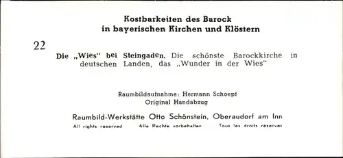 Stereo Foto Kostbarkeiten des Barock, Wies Steingaden Oberbayern, Wieskirche, Innenansicht