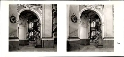 Stereo Foto Kostbarkeiten des Barock, Vierzehnheiligen Oberfanken, Wallfahrtskirche, Innenansicht