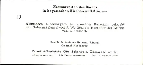 Stereo Foto Kostbarkeiten des Barock, Aldersbach Niederbayeern, Hochaltar der Kirche