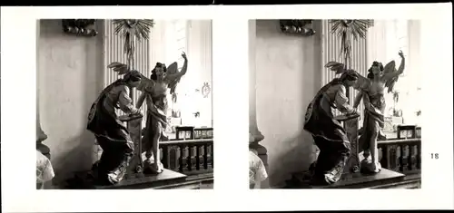 Stereo Foto Kostbarkeiten des Barock, Weyarn Oberbayern, Kirche, Verkündigungsgruppe