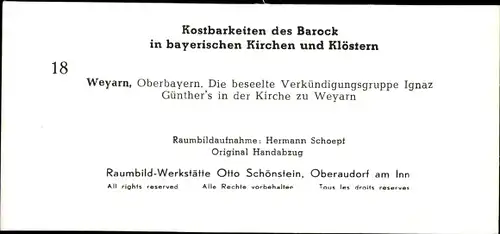 Stereo Foto Kostbarkeiten des Barock, Weyarn Oberbayern, Kirche, Verkündigungsgruppe