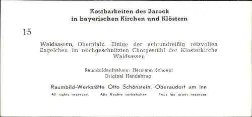 Stereo Foto Kostbarkeiten des Barock, Waldsassen Oberpfalz, Klosterkirche, Chorgestühl